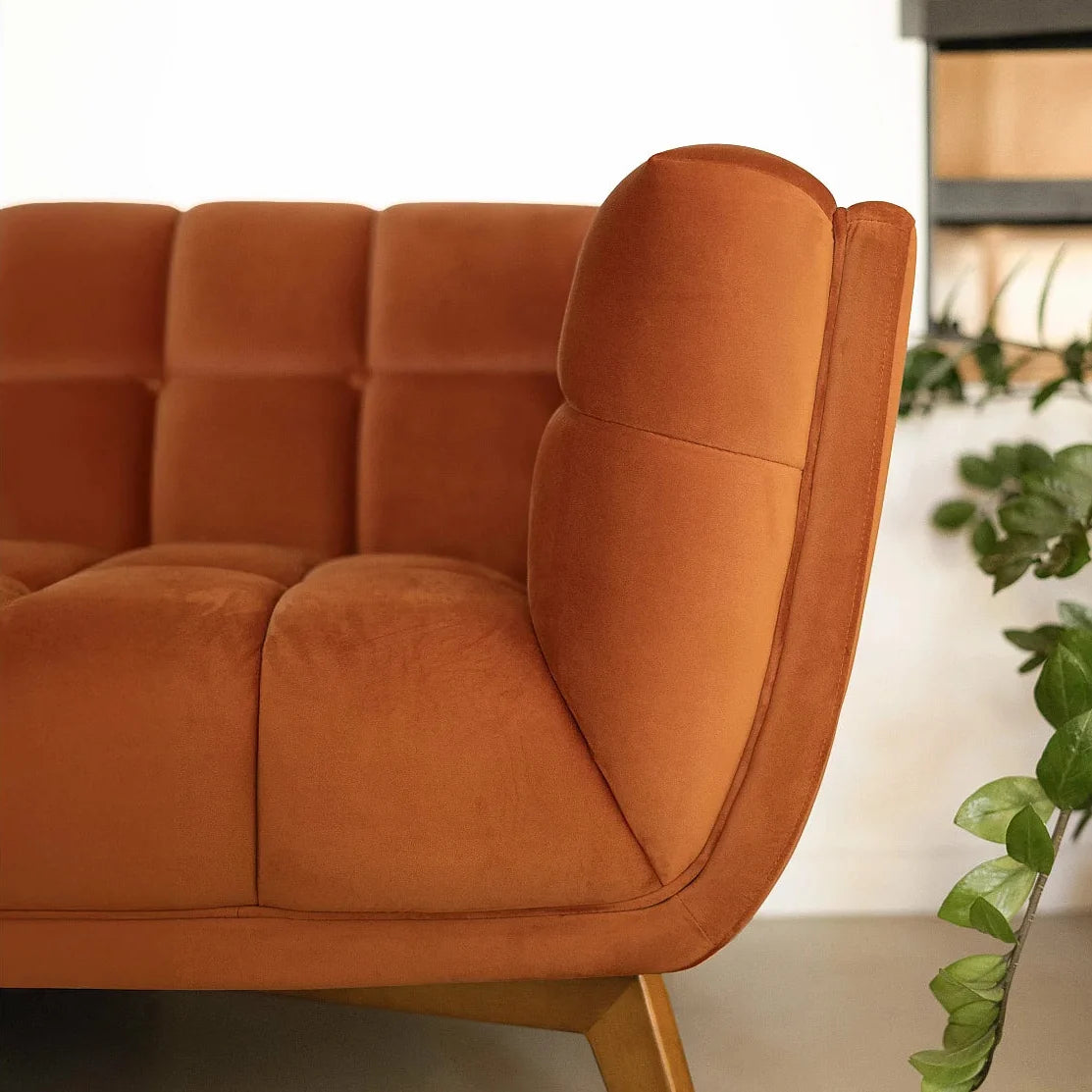 Canapé 3 Places en Velours Terracotta Style Vintage – Mollie Minoa