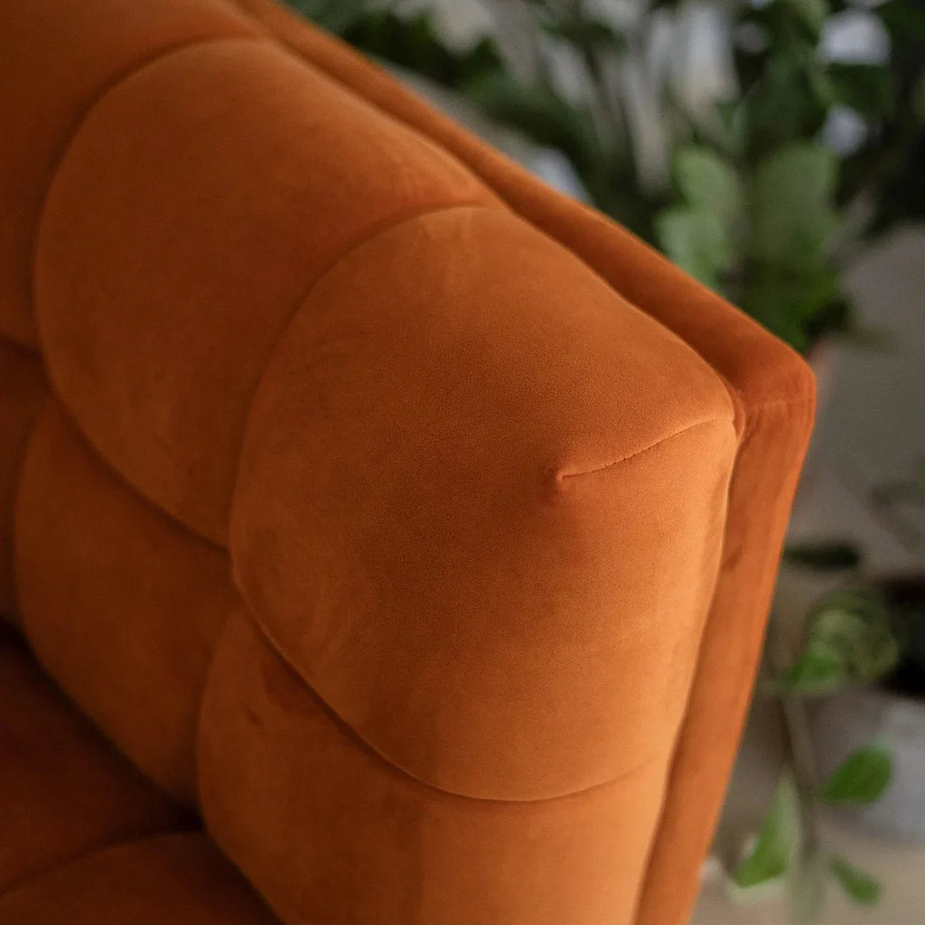 Canapé 3 Places en Velours Terracotta Style Vintage – Mollie Minoa