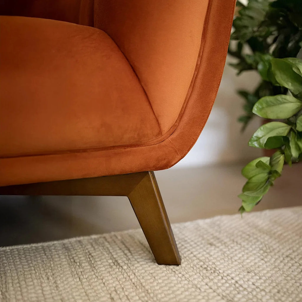Canapé 3 Places en Velours Terracotta Style Vintage – Mollie Minoa