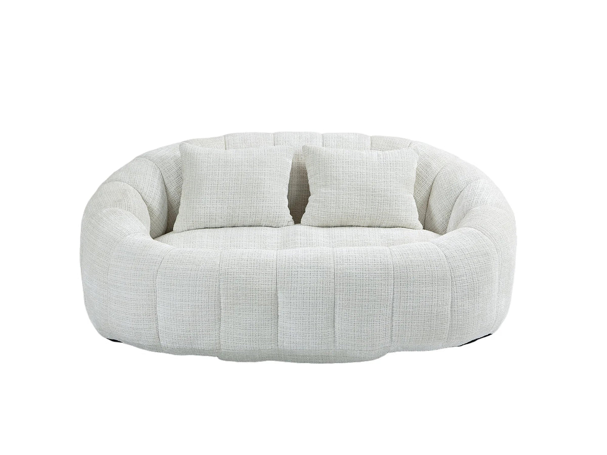 Canapé Nuage 2 Places Arrondi Beige en Tissu Chenille – Nube Cala