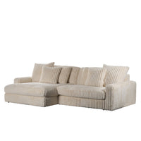 Canapé d’Angle Réversible Beige en Velours Côtelé – Vellia Vito