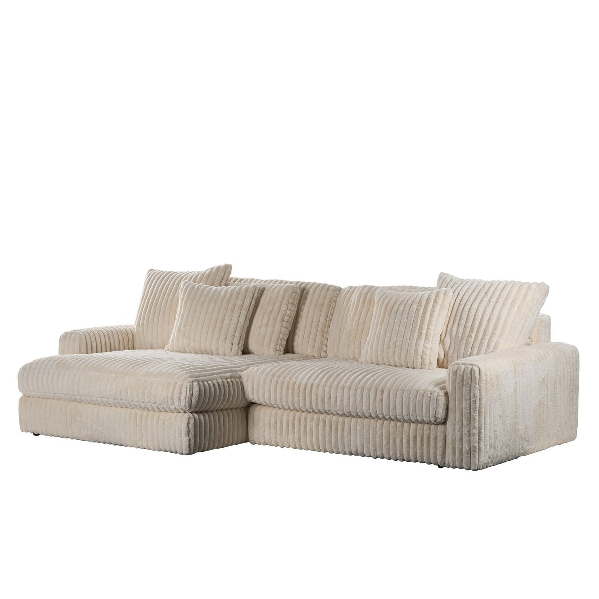Canapé d’Angle Réversible Beige en Velours Côtelé – Vellia Vito