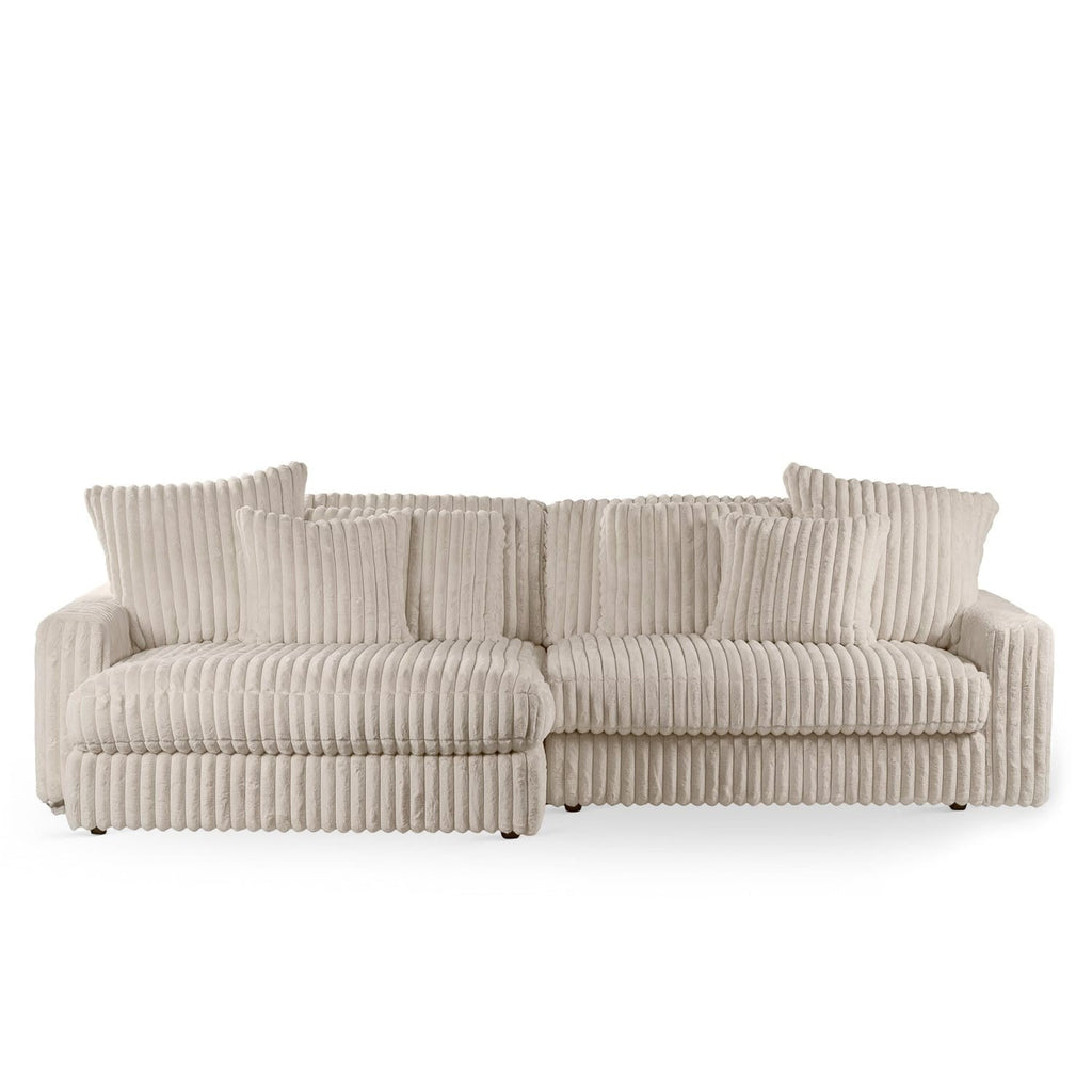 Canapé d’Angle Réversible Beige en Velours Côtelé – Vellia Vito