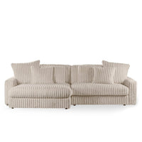 Canapé d’Angle Réversible Beige en Velours Côtelé – Vellia Vito