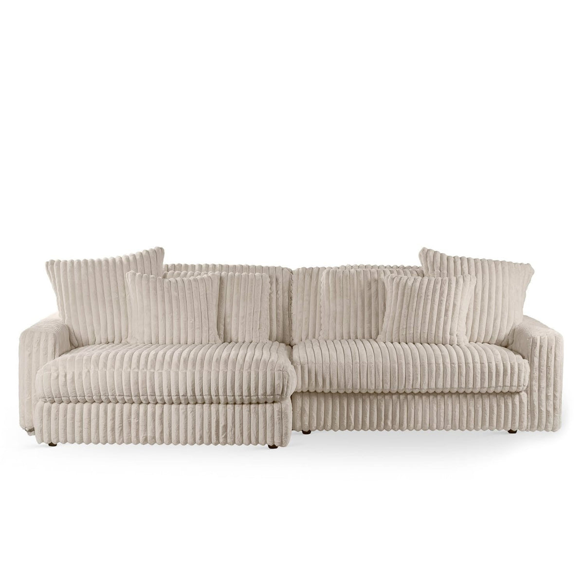 Canapé d’Angle Réversible Beige en Velours Côtelé – Vellia Vito