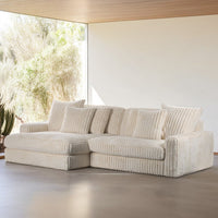 Canapé d’Angle Réversible Beige en Velours Côtelé – Vellia Vito