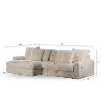 Canapé d’Angle Réversible Beige en Velours Côtelé – Vellia Vito