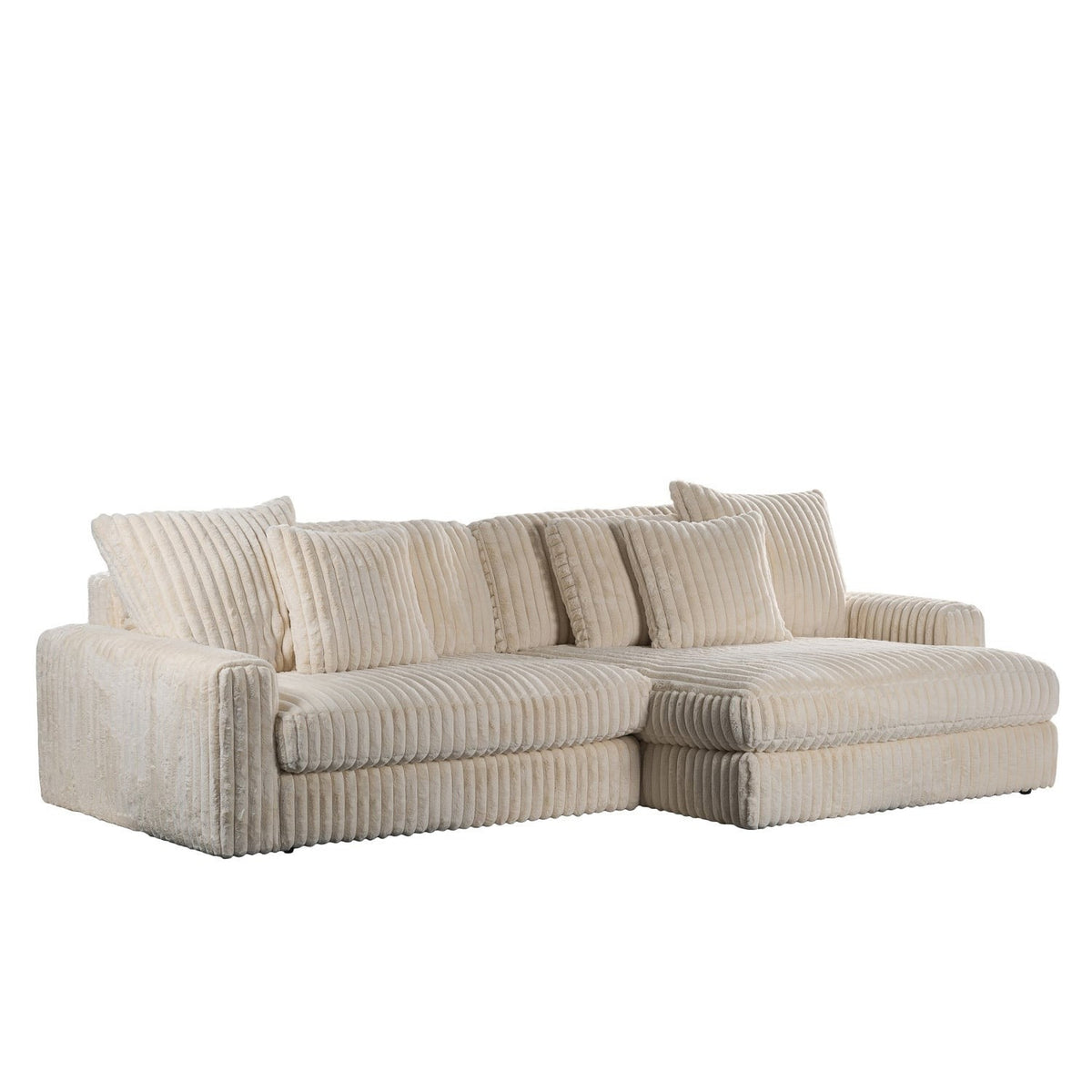 Canapé d’Angle Réversible Beige en Velours Côtelé – Vellia Vito