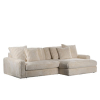 Canapé d’Angle Réversible Beige en Velours Côtelé – Vellia Vito