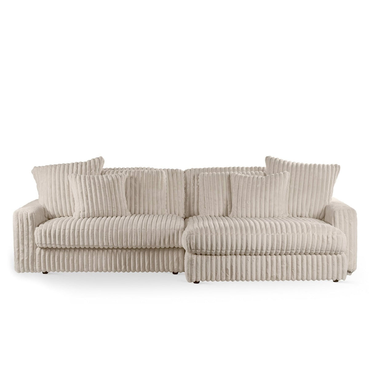 Canapé d’Angle Réversible Beige en Velours Côtelé – Vellia Vito
