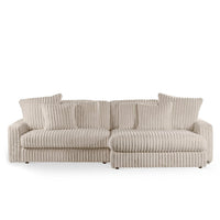 Canapé d’Angle Réversible Beige en Velours Côtelé – Vellia Vito