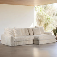 Canapé d’Angle Réversible Beige en Velours Côtelé – Vellia Vito