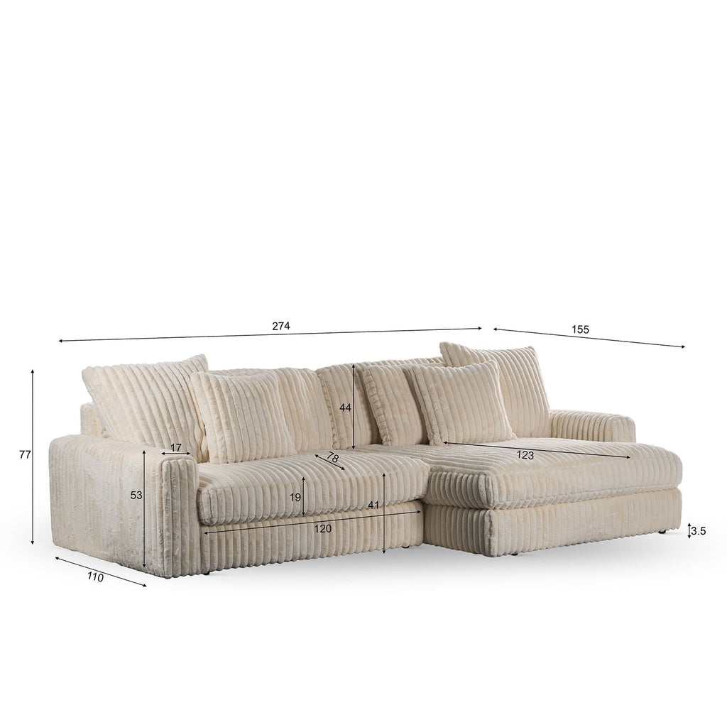 Canapé d’Angle Réversible Beige en Velours Côtelé – Vellia Vito