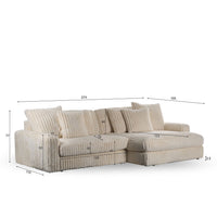 Canapé d’Angle Réversible Beige en Velours Côtelé – Vellia Vito