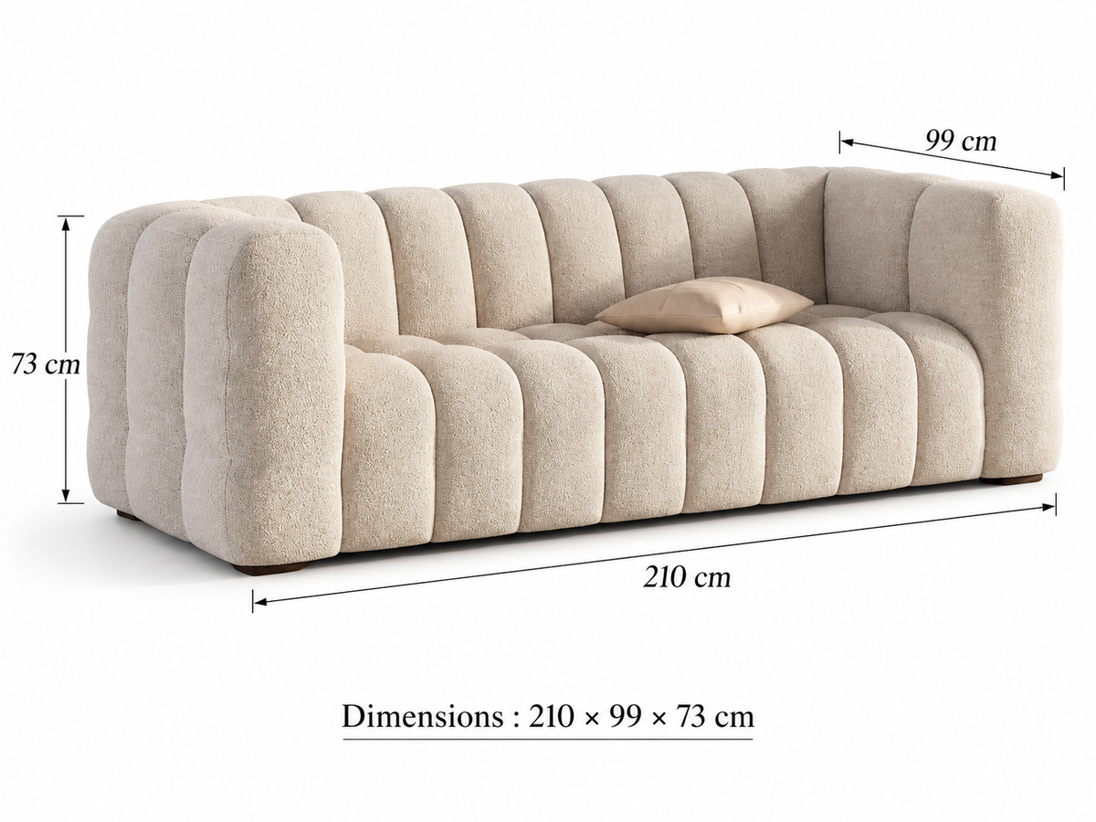 Canapé nuage 3 Places Capitonné Beige Sable – Nube Sora