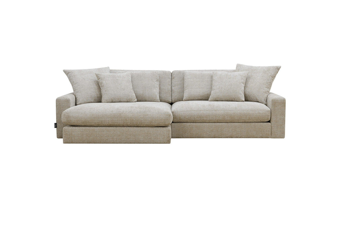 Canapé d’Angle Réversible Beige en Velours Côtelé – Vellia Vito