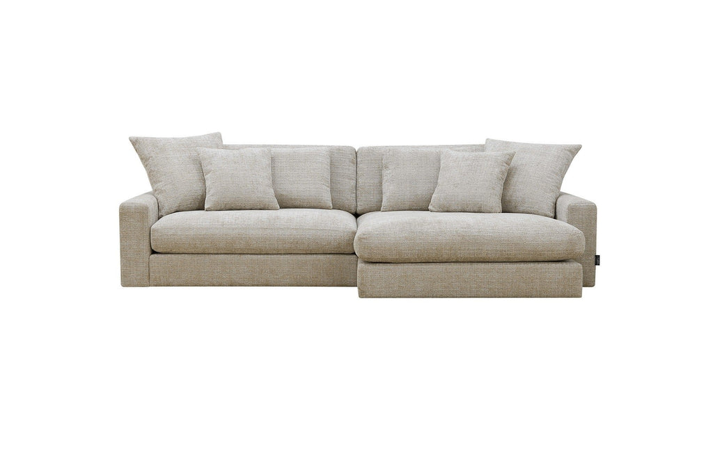 Canapé d’Angle Réversible Beige en Velours Côtelé – Vellia Vito