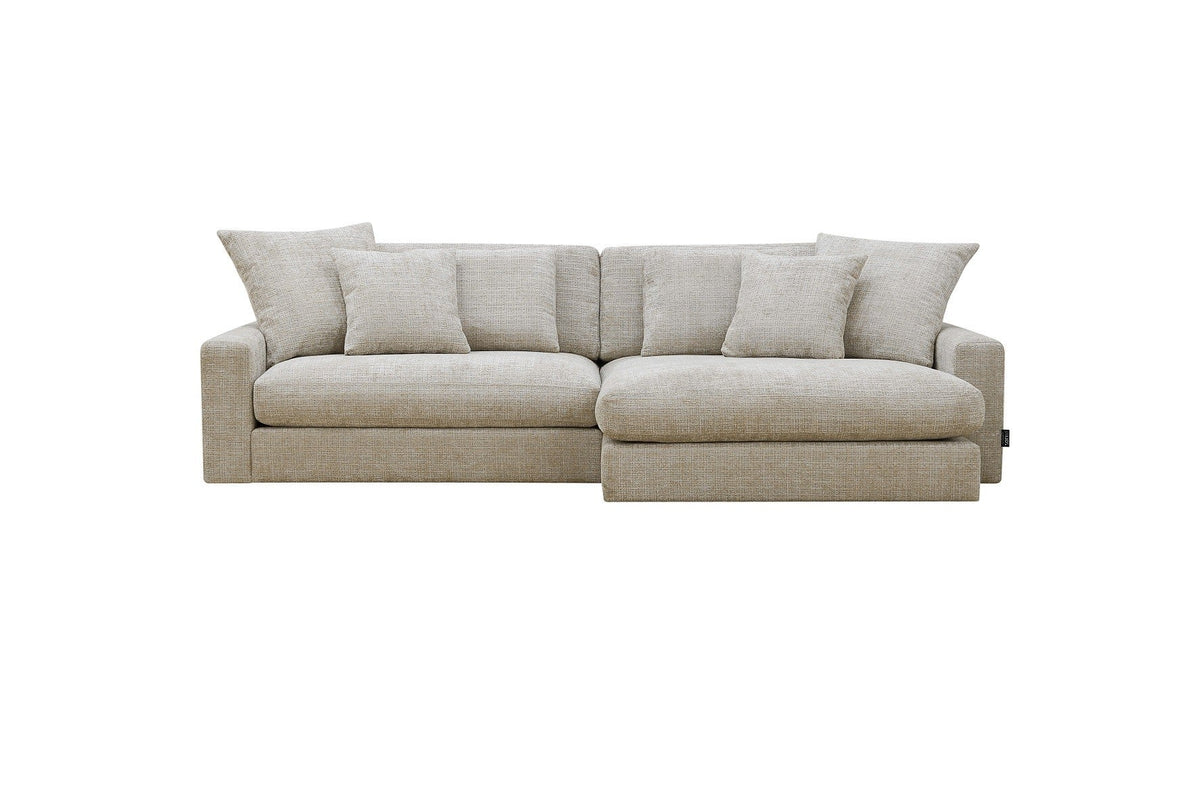 Canapé d’Angle Réversible Beige en Velours Côtelé – Vellia Vito