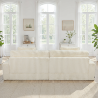 Canapé d’Angle Réversible Beige en Velours Côtelé – Vellia Vito