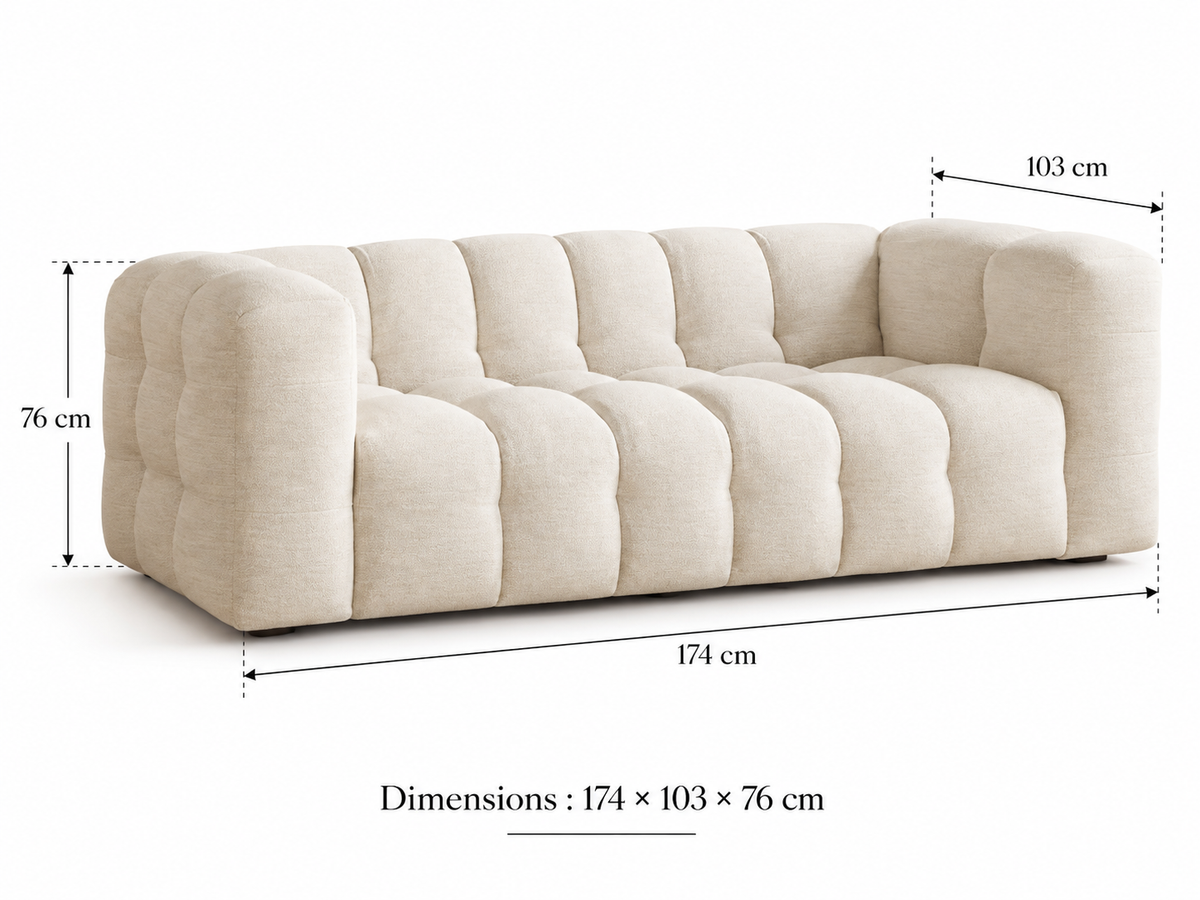 Canapé nuage 2 Places Capitonné Beige Clair – Nube Elio