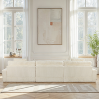 Canapé d’Angle Réversible Beige en Velours Côtelé – Vellia Vito