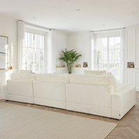 Canapé d’Angle Réversible Beige en Velours Côtelé – Vellia Vito