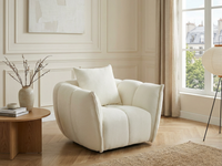 Fauteuil Bubble Cocon pivotant en tissu texturé beige - GONOLON