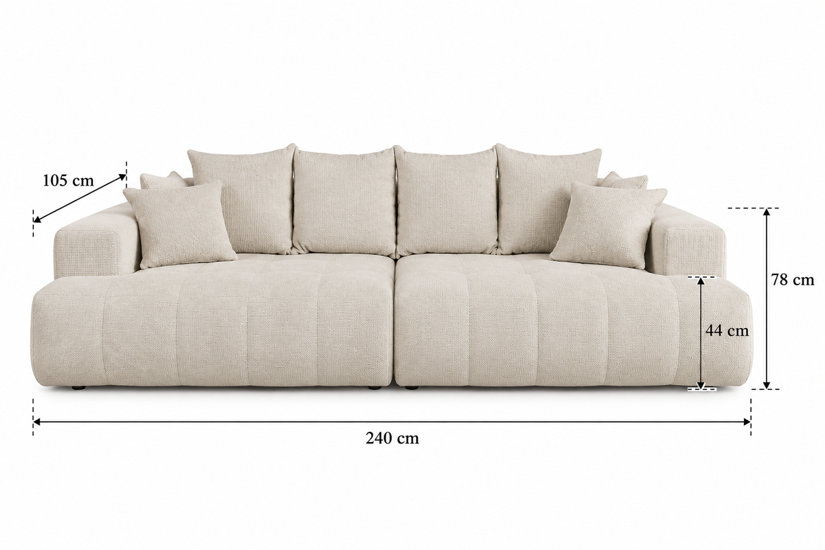 Canapé 4 Places Beige à Assise Profonde – Nube Elio