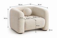 Fauteuil Bouclette Blanc Ivoire au Design Arrondi – Vellia Orven