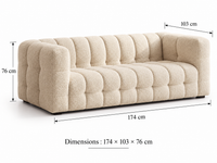 Canapé 3 Places en Tissu Bouclette Ivoire – Nube Elian