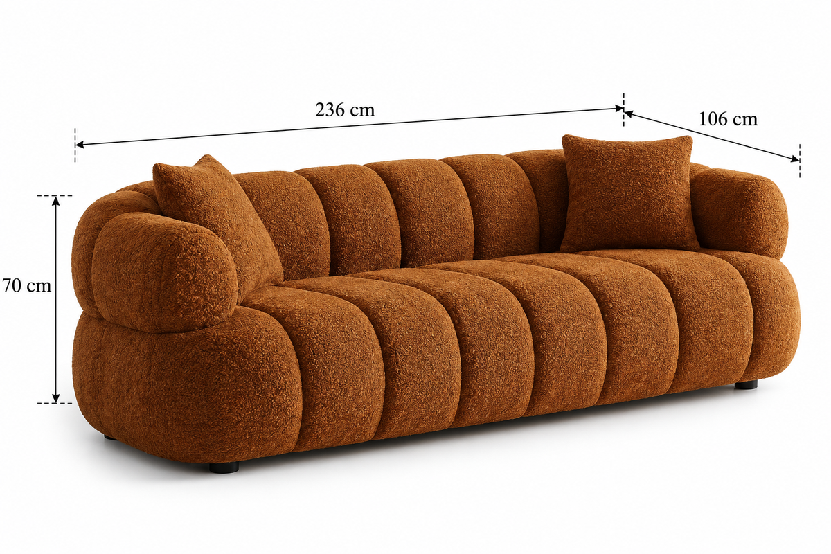 Canapé Nuage 3 Places en Tissu Bouclette Terracotta – Nube Solaro