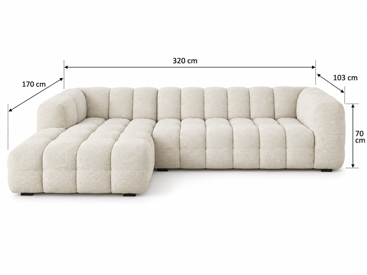 Canapé Nuage d’angle Gauche 4/5 Places Beige Sable – Nube Solen