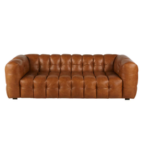 Canapé 4 Places en Cuir Cognac Capitonné – Nube Cassian