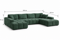 Canapé Panoramique Vert en Tissu Texturé – Nube Sylven