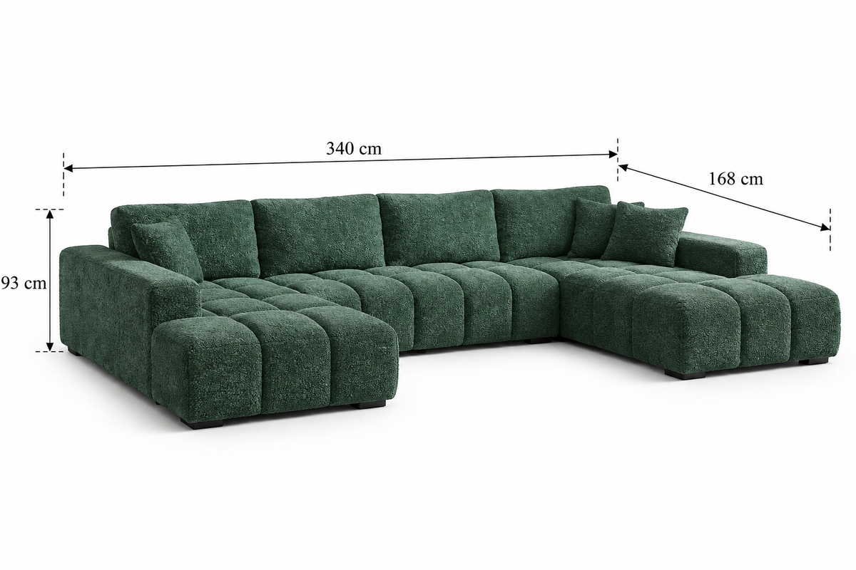 Canapé Panoramique Vert en Tissu Texturé – Nube Sylven