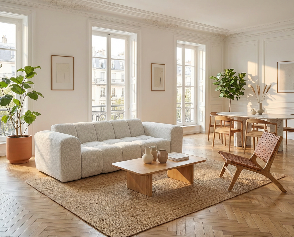 Canapé 3 Places Beige Capitonné au Design Matelassé – Nube Célian