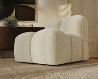 Fauteuil Crème en Tissu Texturé Style Japandi – Nube Néro