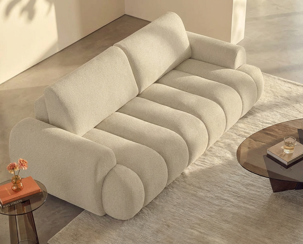 Canapé Convertible 4 Places Beige avec Coffre – Nube Orel