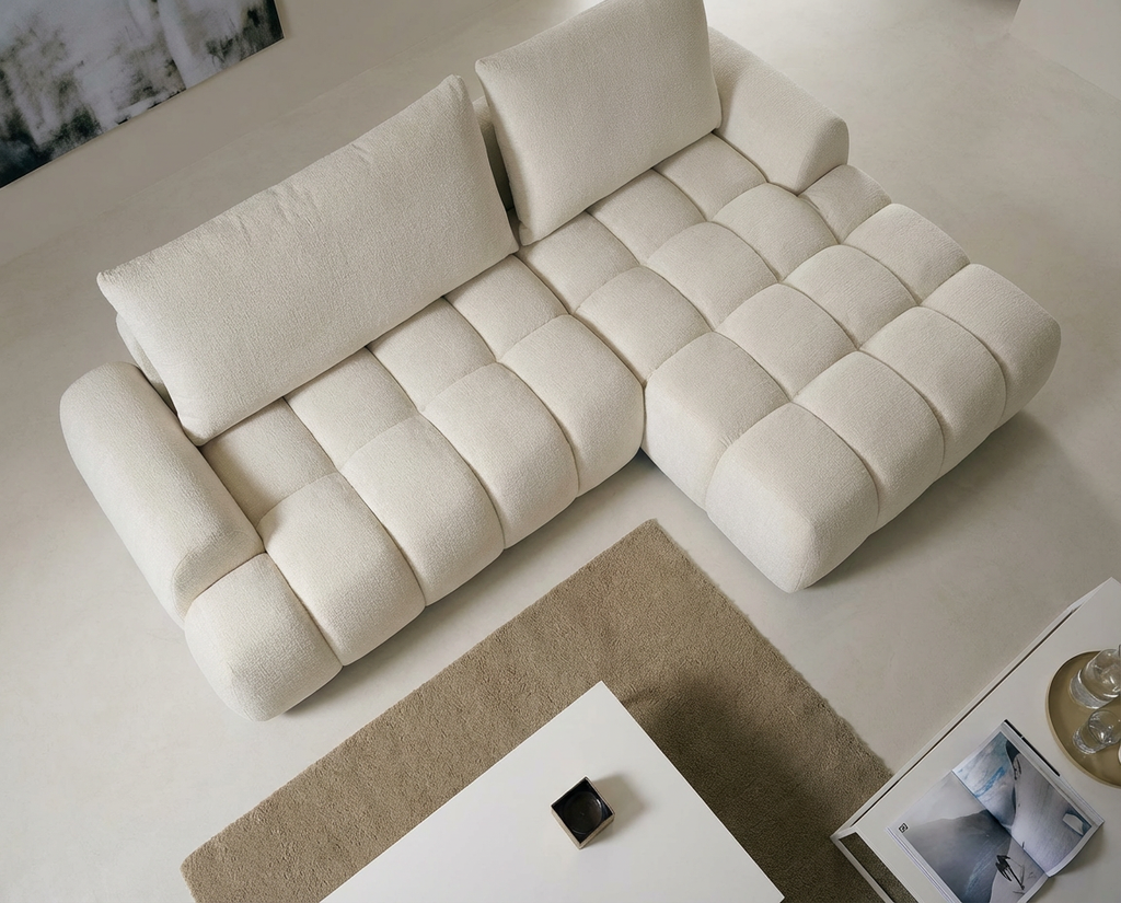 Canapé d’Angle Gauche Convertible Beige avec Rangement – Nube Eren