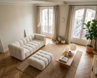 Pouf Nuage Carré Beige Sable Capitonné – Nube Alma