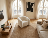 Fauteuil Pivotant en Tissu Bouclette Blanc Ivoire – Vellia Lior