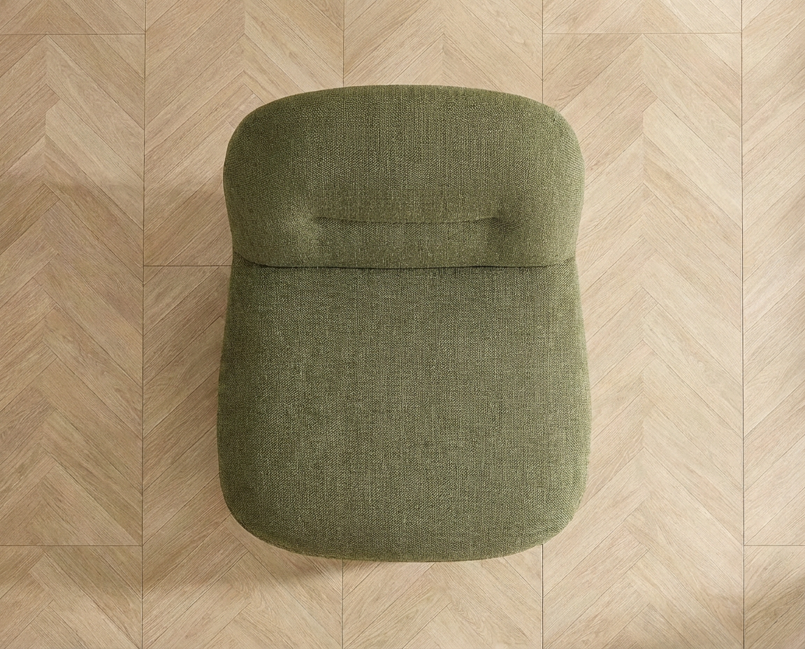Fauteuil Pivotant Vert Kaki en Tissu Texturé – Mollie Varen