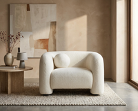 Fauteuil Bouclette Blanc Ivoire au Design Arrondi – Vellia Orven