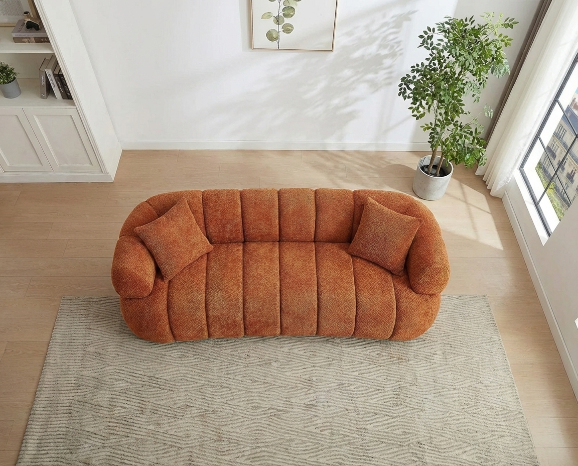 Canapé Nuage 3 Places en Tissu Bouclette Terracotta – Nube Solaro
