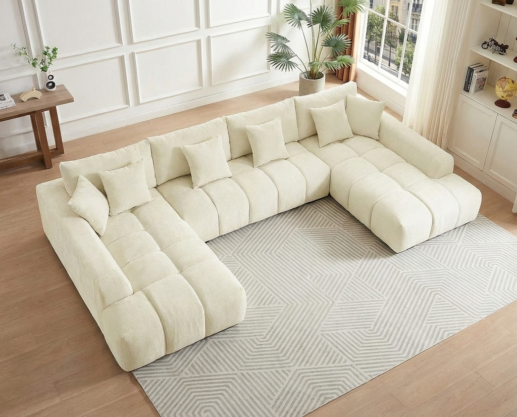 Canapé Panoramique Beige XXL avec Méridiennes – Nube Bérén