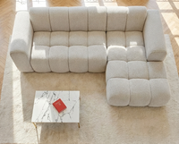 Canapé Nuage d’Angle Droit Beige en Tissu Chenille – Nube Calen