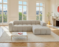 Canapé Nuage d’Angle Droit Beige en Tissu Chenille – Nube Calen