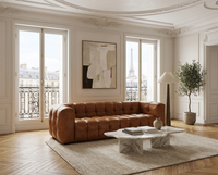 Canapé 4 Places en Cuir Cognac Capitonné – Nube Cassian