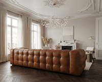 Canapé 4 Places en Cuir Cognac Capitonné – Nube Cassian