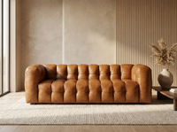 Canapé 4 Places en Cuir Cognac Capitonné – Nube Cassian